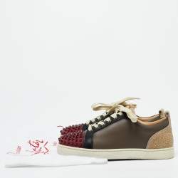 Christian Louboutin Multicolor Leather Louis Junior Spikes Low Top Sneakers Size 40