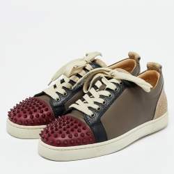 Christian Louboutin Multicolor Leather Louis Junior Spikes Low Top Sneakers Size 40