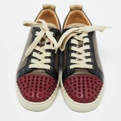 Christian Louboutin Multicolor Leather Louis Junior Spikes Low Top Sneakers Size 40