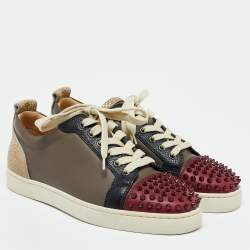 Christian Louboutin Multicolor Leather Louis Junior Spikes Low Top Sneakers Size 40