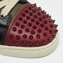 Christian Louboutin Multicolor Leather Louis Junior Spikes Low Top Sneakers Size 40