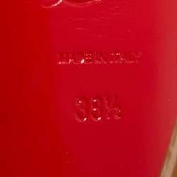 Pre Owned Christian Louboutin Beige Patent Leather Lady Peep Pumps Size 38.5