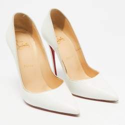 Pre Owned Christian Louboutin White Lizard Embossed Leather So Kate Pumps Size 37