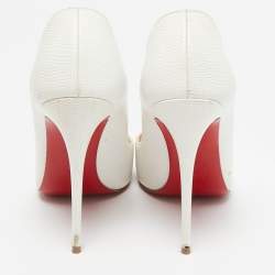 Pre Owned Christian Louboutin White Lizard Embossed Leather So Kate Pumps Size 37