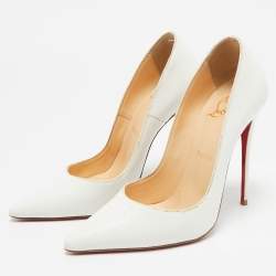 Pre Owned Christian Louboutin White Lizard Embossed Leather So Kate Pumps Size 37