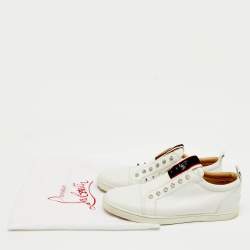 Christian Louboutin White Leather F.A.V Fique A Vontade Sneakers Size 41.5