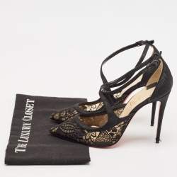 Christian Louboutin Black Lace and Mesh Strass Twistissima Pumps Size 38