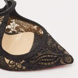 Christian Louboutin Black Lace and Mesh Strass Twistissima Pumps Size 38