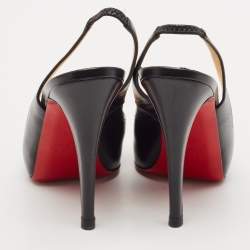 Christian Louboutin Black Leather Private Number Slingback Pumps Size 37