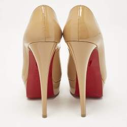 Christian Louboutin Beige Patent Leather Lady Peep Pumps Size 36.5