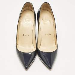 Pre Owned Christian Louboutin Navy Blue Patent Leather Pigalle Pumps Size 35.5