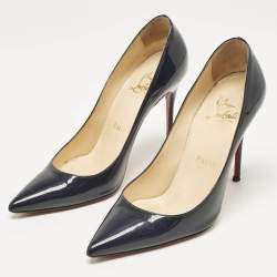 Pre Owned Christian Louboutin Navy Blue Patent Leather Pigalle Pumps Size 35.5