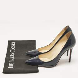 Pre Owned Christian Louboutin Navy Blue Patent Leather Pigalle Pumps Size 35.5