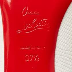 Christian Louboutin White Lizard Embossed Leather Quart Mules Size 37.5
