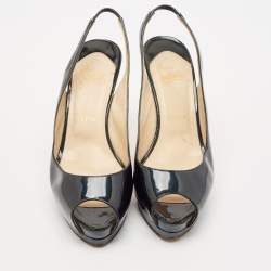 Christian Louboutin Green Patent Private Number Slingback Pumps Size 38