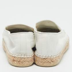 مملوكة مسبقًا Christian Louboutin White Leather Nanou Orlato Espadrille Flats Size 35