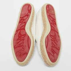 مملوكة مسبقًا Christian Louboutin White Leather Nanou Orlato Espadrille Flats Size 35