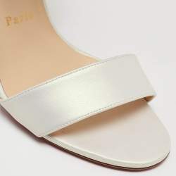 Christian Louboutin Iridescent White Leather Multipot Ankle Strap Sandals Size 38.5