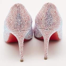 مملوكة مسبقًا Christian Louboutin Pink/Silver Crystal Embellished Suede Kate Pumps Size 36  