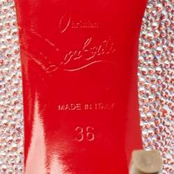 مملوكة مسبقًا Christian Louboutin Pink/Silver Crystal Embellished Suede Kate Pumps Size 36  