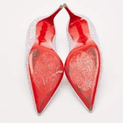 مملوكة مسبقًا Christian Louboutin Pink/Silver Crystal Embellished Suede Kate Pumps Size 36  