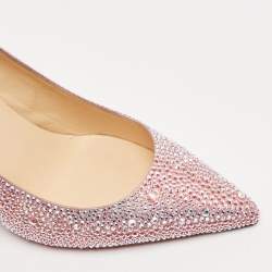 مملوكة مسبقًا Christian Louboutin Pink/Silver Crystal Embellished Suede Kate Pumps Size 36  