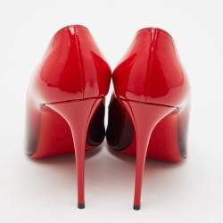 Pre Owned Christian Louboutin Black/Red Patent Leather Kate Pumps Size 38.5