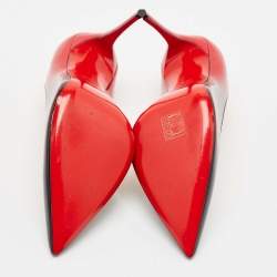 Pre Owned Christian Louboutin Black/Red Patent Leather Kate Pumps Size 38.5