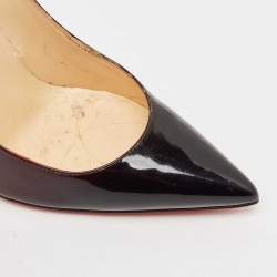Pre Owned Christian Louboutin Black/Red Patent Leather Kate Pumps Size 38.5