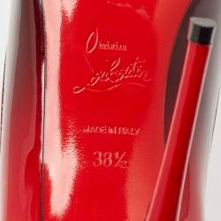 Pre Owned Christian Louboutin Black/Red Patent Leather Kate Pumps Size 38.5