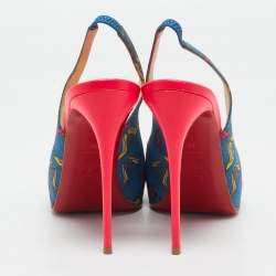Christian Louboutin Multicolor Printed Fabric Private Number Slingback Pumps Size 39