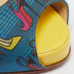 Christian Louboutin Multicolor Printed Fabric Private Number Slingback Pumps Size 39