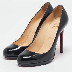 Christian Louboutin Black Patent Leather New Simple Pumps Size 38.5