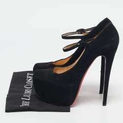 Christian Louboutin Black Suede Lady Daf Mary Jane Pumps Size 39
