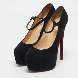 Christian Louboutin Black Suede Lady Daf Mary Jane Pumps Size 39