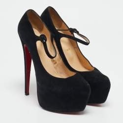 Christian Louboutin Black Suede Lady Daf Mary Jane Pumps Size 39