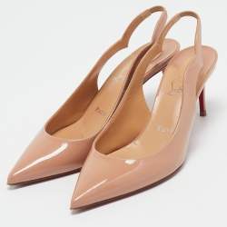 مملوكة مسبقًا Christian Louboutin Beige Patent Leather Hot Chick Pumps Size 37
