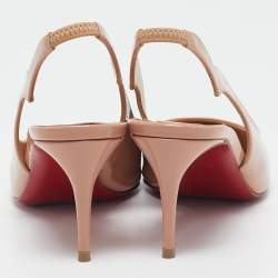مملوكة مسبقًا Christian Louboutin Beige Patent Leather Hot Chick Pumps Size 37
