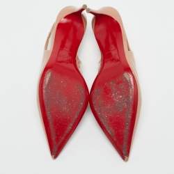 مملوكة مسبقًا Christian Louboutin Beige Patent Leather Hot Chick Pumps Size 37