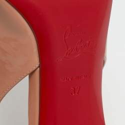 مملوكة مسبقًا Christian Louboutin Beige Patent Leather Hot Chick Pumps Size 37