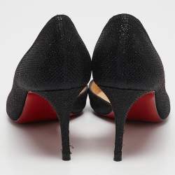 Christian Louboutin Black Lurex Fabric Iriza D'orsay Pumps Size 40
