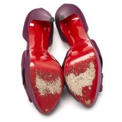 Christian Louboutin Purple Satin Volpi 150 Peep Toe D'Orsay Pumps Size 38