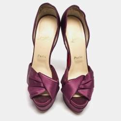 Christian Louboutin Purple Satin Volpi 150 Peep Toe D'Orsay Pumps Size 38