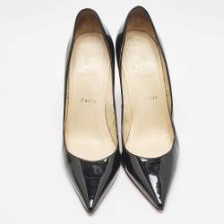 Pre Owned Christian Louboutin Black Patent Leather Kate Pumps Size 38