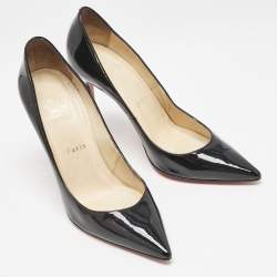 Pre Owned Christian Louboutin Black Patent Leather Kate Pumps Size 38