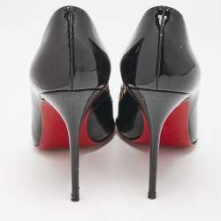 Pre Owned Christian Louboutin Black Patent Leather Kate Pumps Size 38