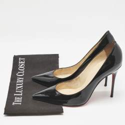 Pre Owned Christian Louboutin Black Patent Leather Kate Pumps Size 38