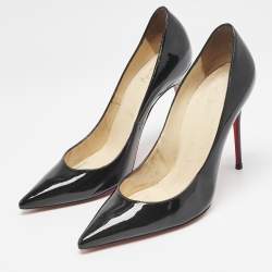 Pre Owned Christian Louboutin Black Patent Leather Kate Pumps Size 38