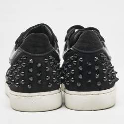 Christian Louboutin Black Embossed Patent Leather and Suede Vieira 2 Sneakers Size 39.5