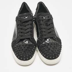 Christian Louboutin Black Embossed Patent Leather and Suede Vieira 2 Sneakers Size 39.5